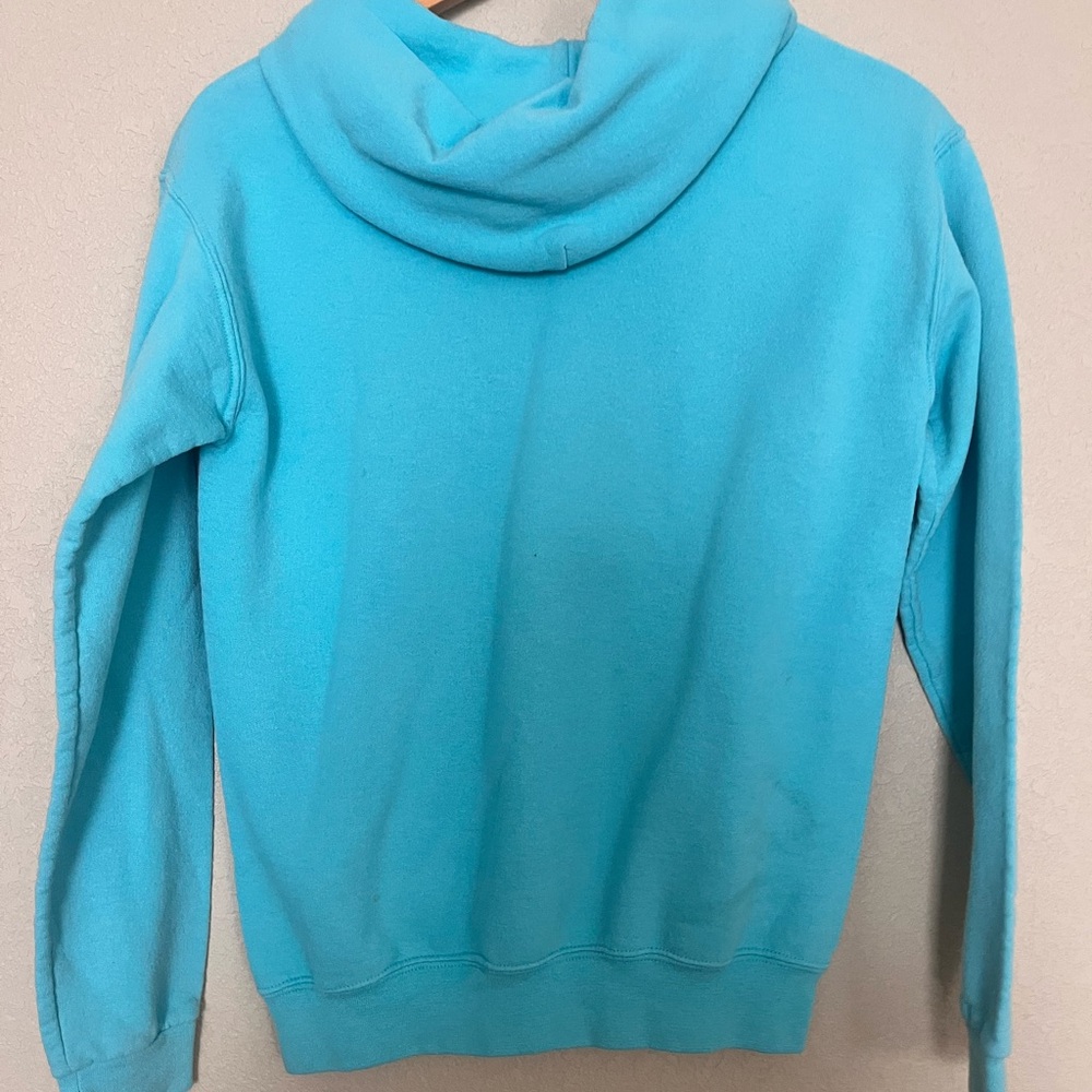 Blue Hoodie with 'Faith Over Fear' Print Youth Size L - Picture 2 of 2